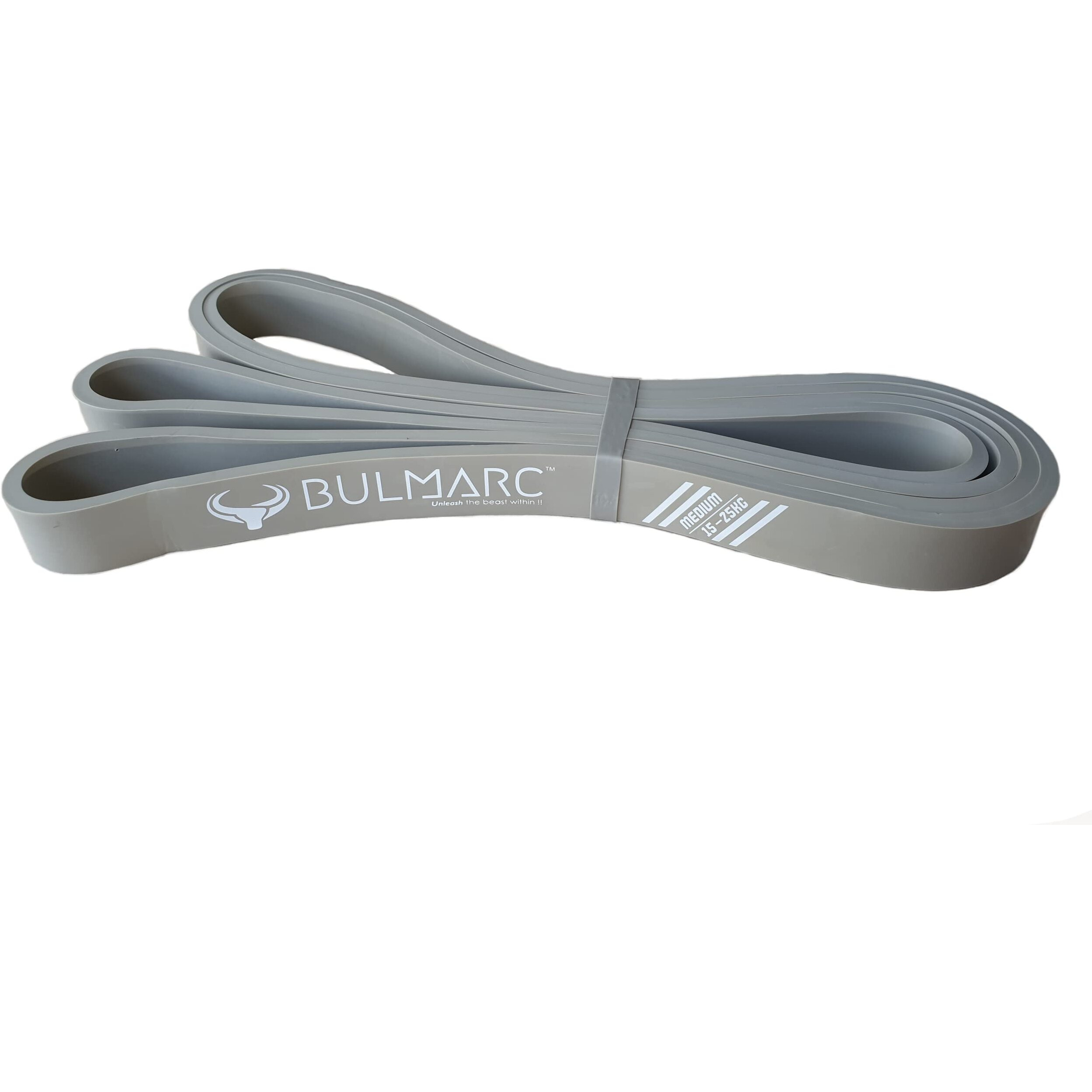 BULMARC s Resistance Band Pull Up Assist Power Bands with 65+ exercises for Workout, Muscle Tone, Weight Loss & Body Powerlifting (Grey, Medium (15-23) KGS)