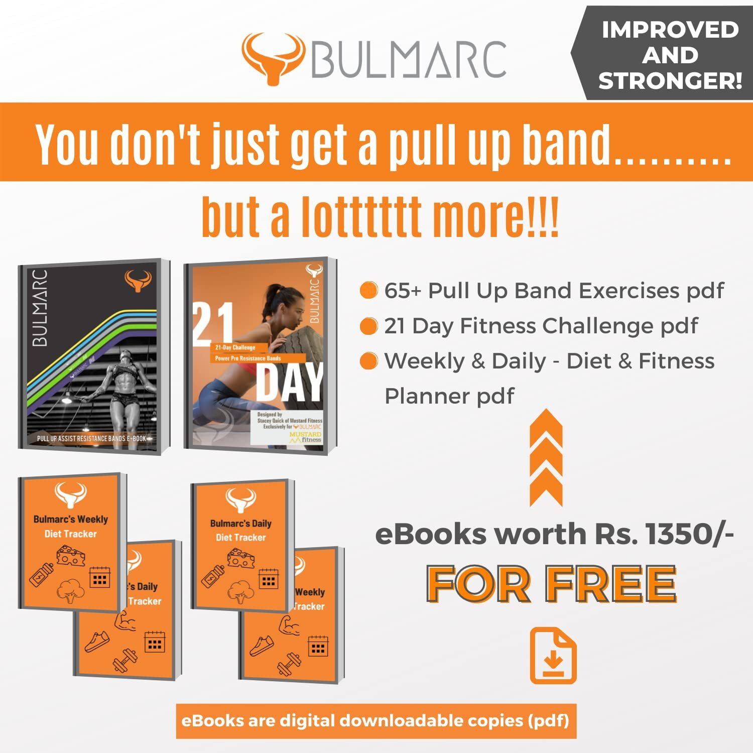 BULMARC s Resistance Band Pull Up Assist Power Bands with 65+ exercises for Workout, Muscle Tone, Weight Loss & Body Powerlifting (Grey, Medium (15-23) KGS)