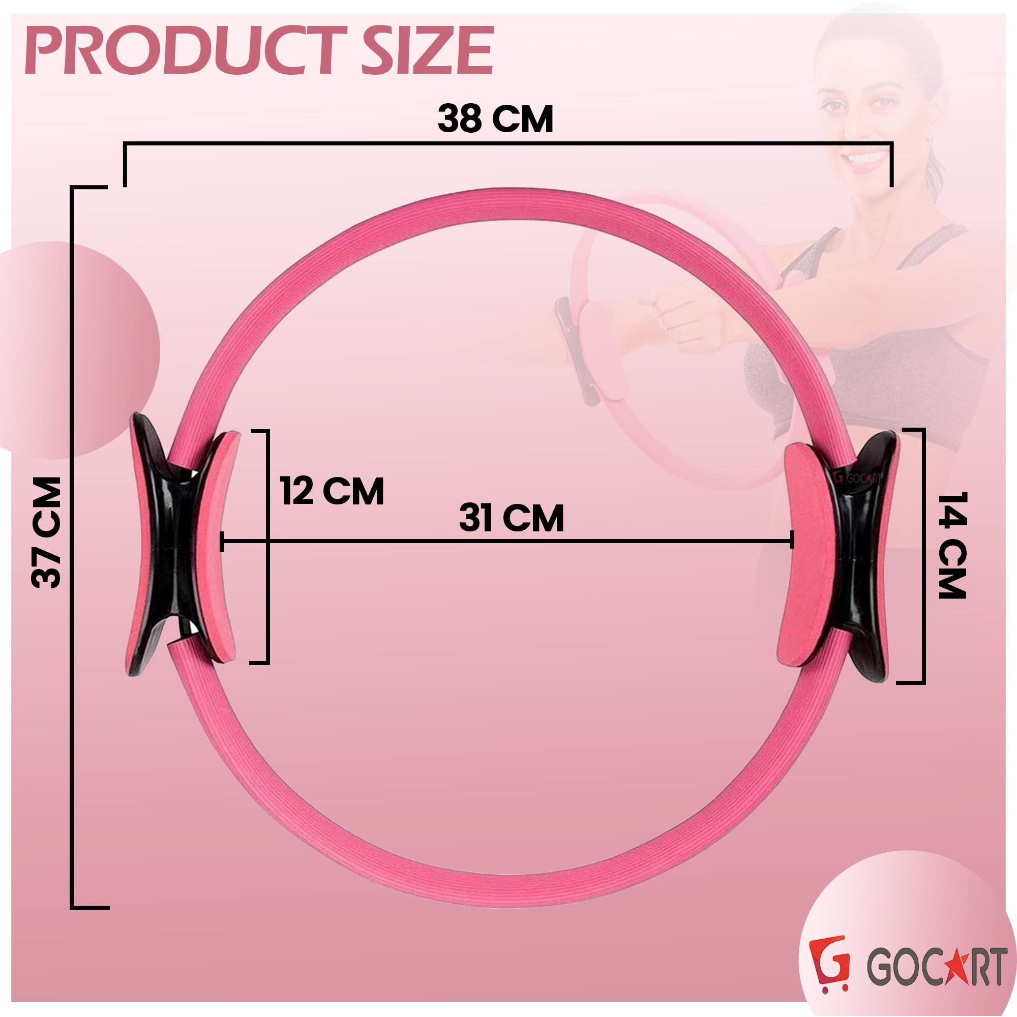 GOCART WITH G LOGO Yoga Circle Exercise Pilates Ring with Full Body Toning Fitness for Stretching, Relaxation