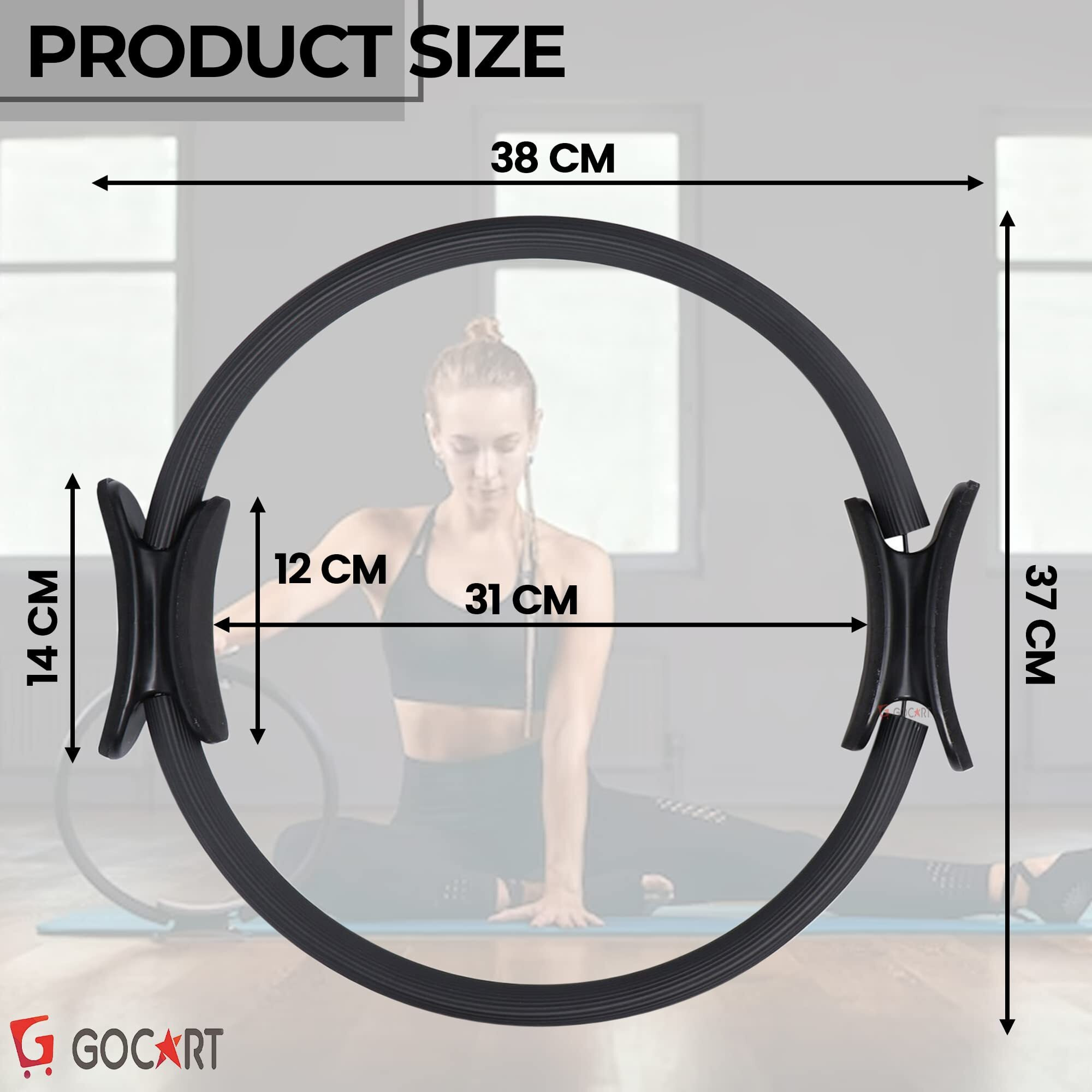 GOCART WITH G LOGO Yoga Circle Exercise Pilates Ring with Full Body Toning Fitness for Stretching, Relaxation (Black)