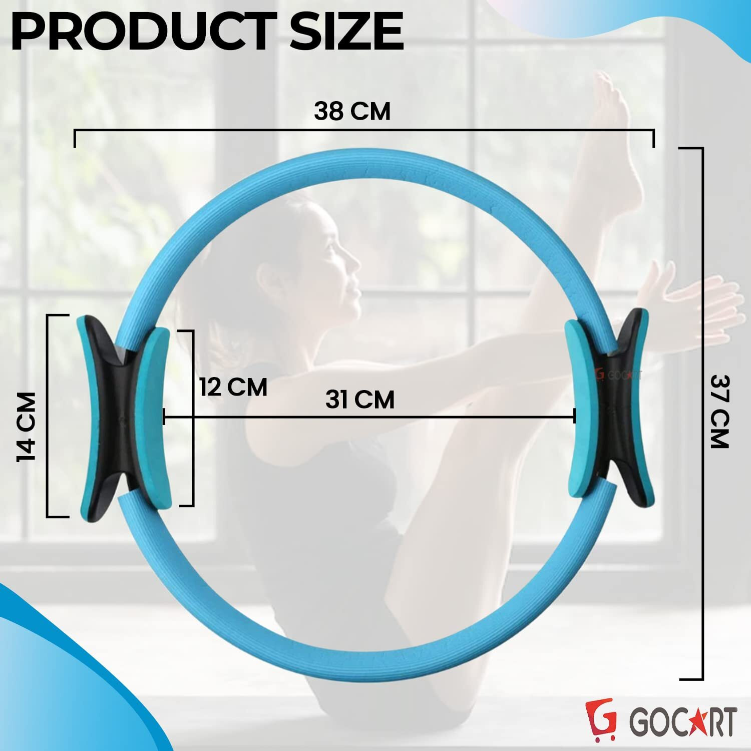 GOCART WITH G LOGO Yoga Circle Exercise Pilates Ring with Full Body Toning Fitness for Stretching, Relaxation (Blue)