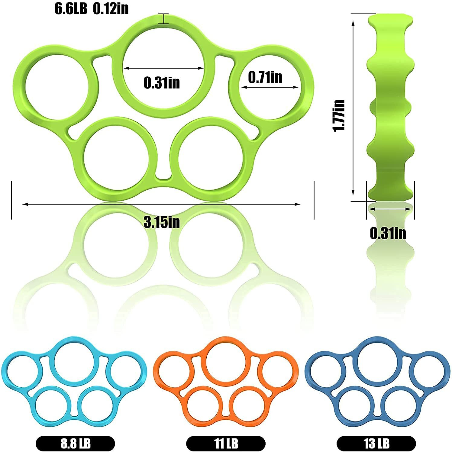 FEGSY Silicon Finger Stretcher, Hand Grip Exerciser, Palm Strengthener for Athletes, Musicians, Therapy, and Stress Relief (Set of 3)