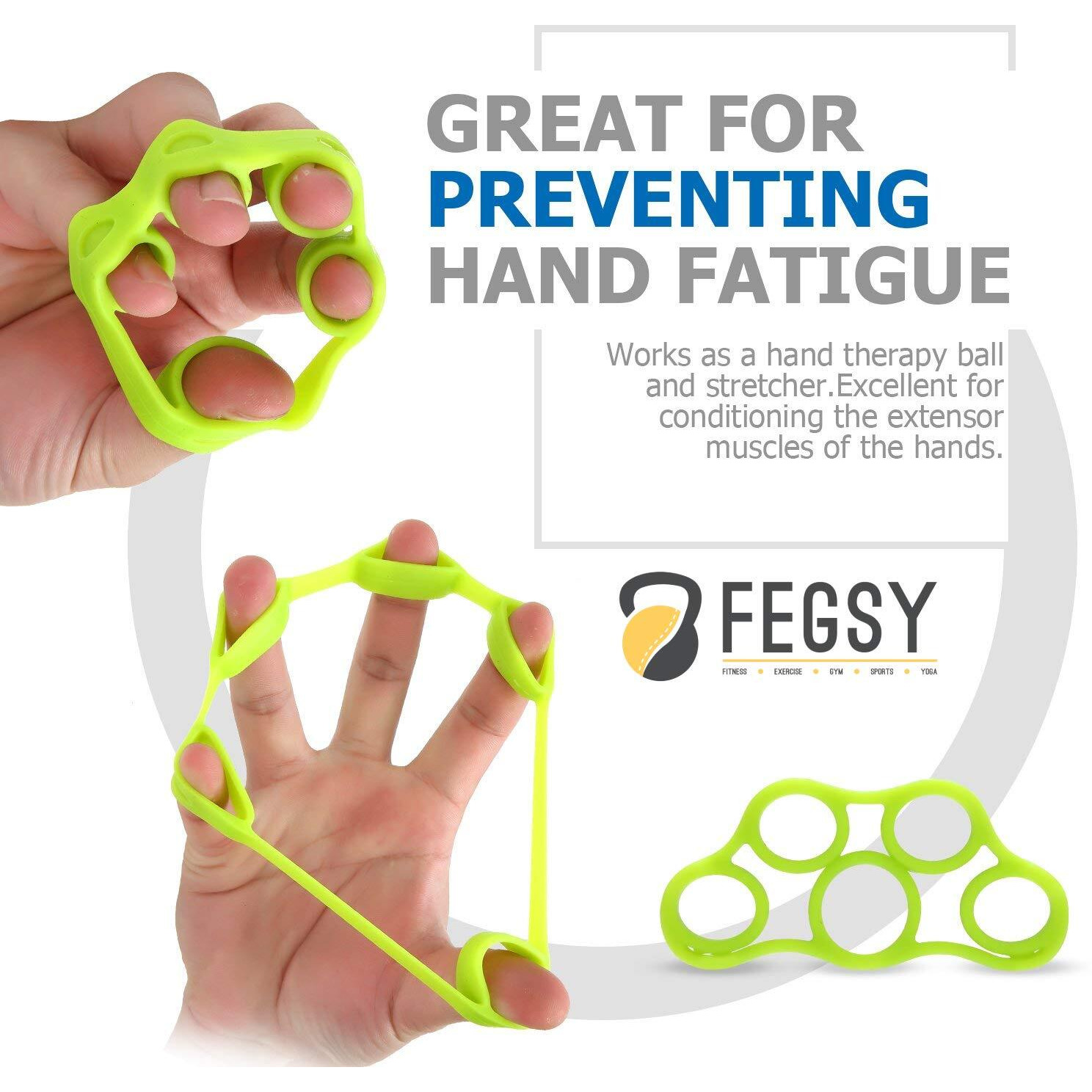 FEGSY Silicon Finger Stretcher, Hand Grip Exerciser, Palm Strengthener for Athletes, Musicians, Therapy, and Stress Relief (Set of 3)