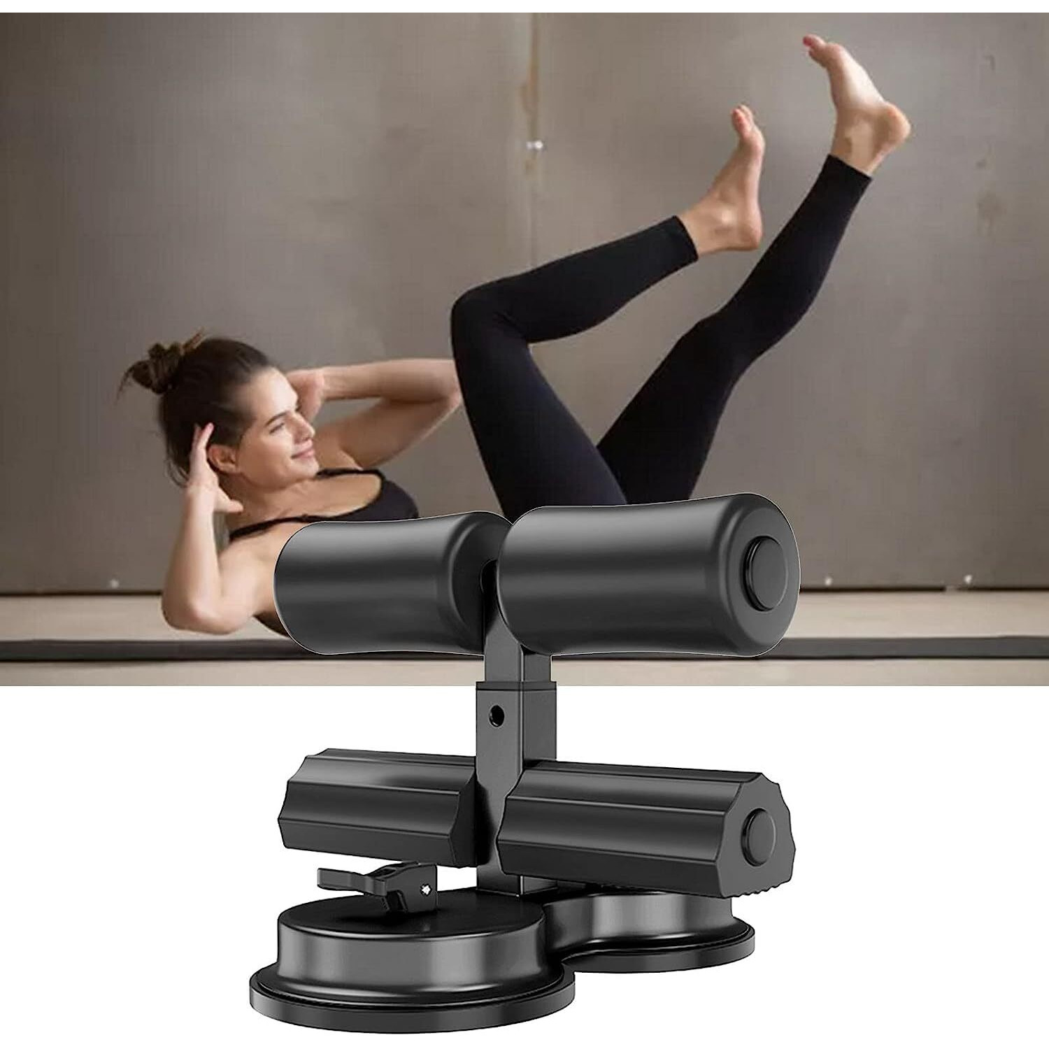 ZURATO Double Suction Cups Sit Up Bar,Portable Sit-Up Assistant Device,Fixed Foot Abdominal Muscle Trainer Device, Portable Sit Up Bar with Foam Padded for Floor, Abs Home Workout