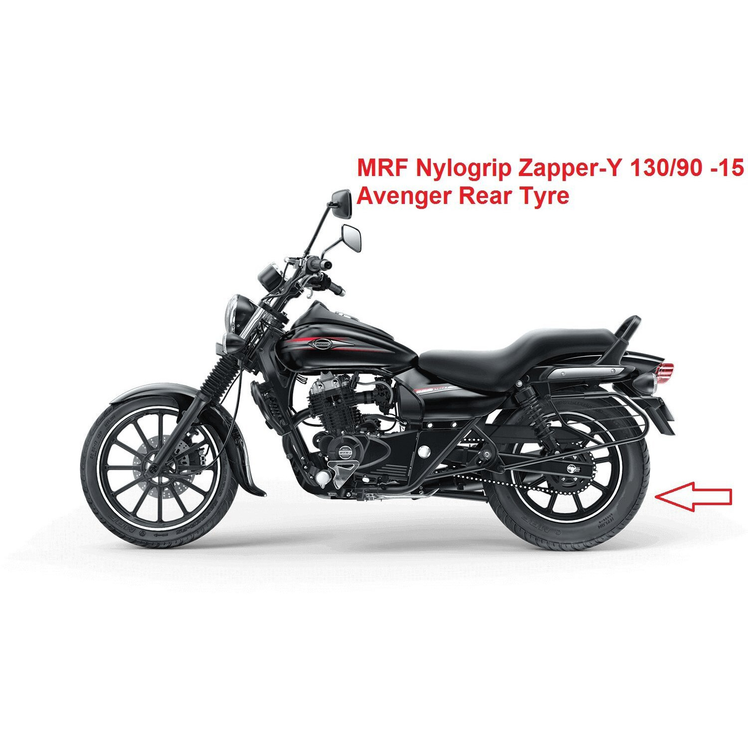 MRF Nylogrip Zapper-Y 130/90-15 66P Tube-Type Bike Tyre, Rear