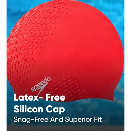 Speedo Unisex Adult Bubble Active + Swim Cap - Red Red