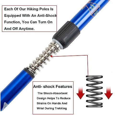 SWOPPLY Hiking Poles Trekking Poles Antishock and Quick Lock System Telescopic Collapsible,Ultralight Walking Running Sticks Folding Hiking Foldable with Light Bags Mountaining and Travel