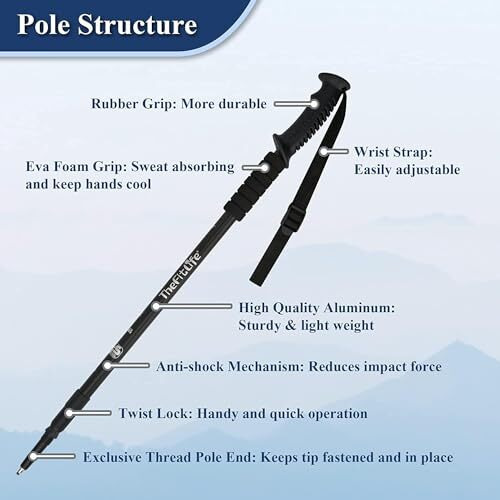 SWOPPLY Hiking Poles Trekking Poles Antishock and Quick Lock System Telescopic Collapsible,Ultralight Walking Running Sticks Folding Hiking Foldable with Light Bags Mountaining and Travel