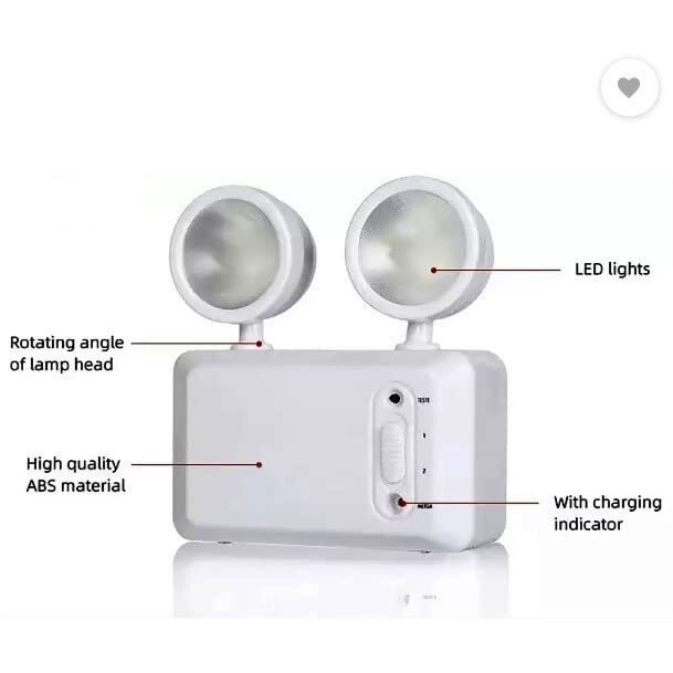 Boosty Portable Automation Systems for Industrial Emergency Light Double Heads Rechargeable & Twin Spot for Commercial 8 hrs Flood Lamp 100 Watts Wall Mount White 10000 Lumens