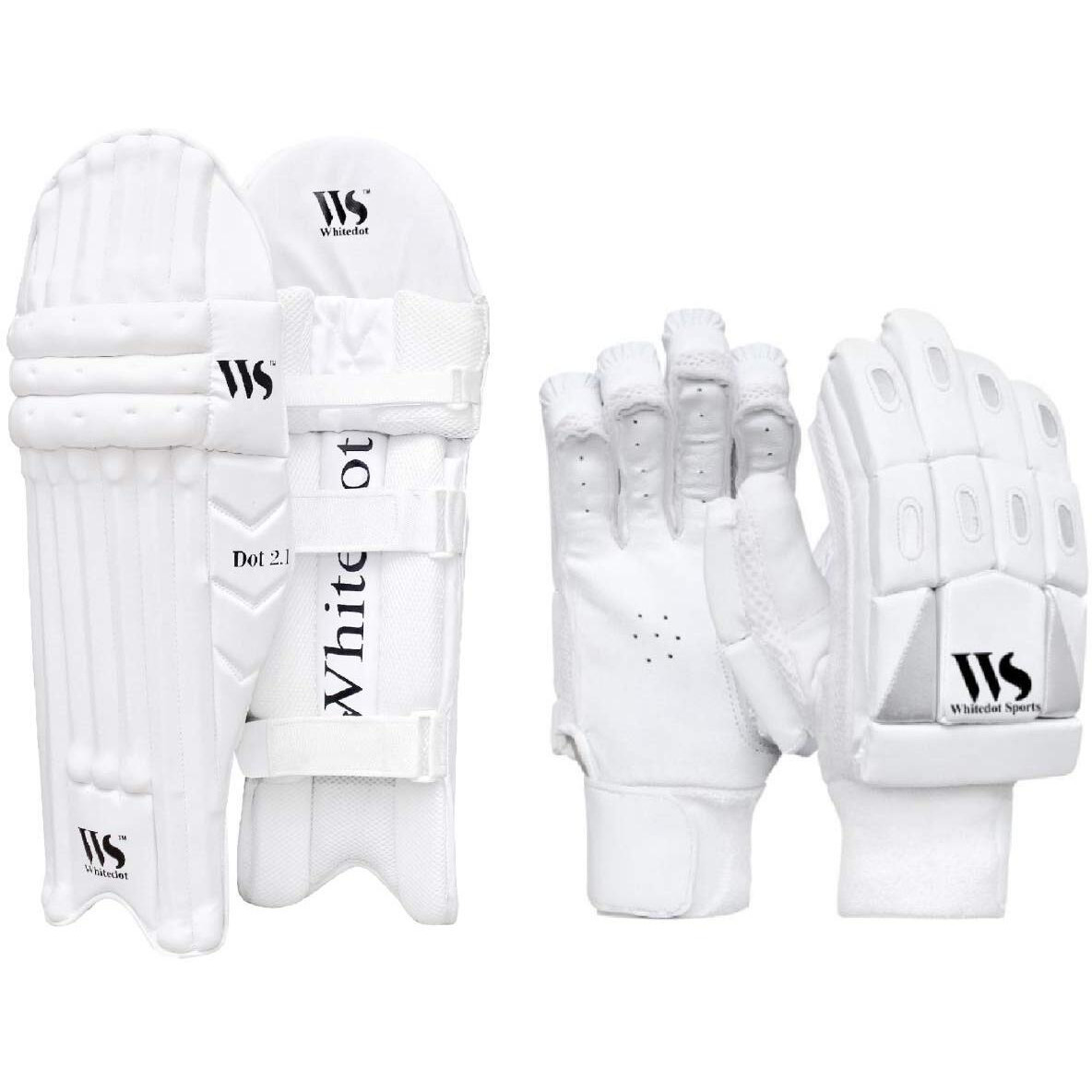 Whitedot Dot 2.1 Combo Cricket Batting Pad with 2.1 Cricket Batting Gloves, Idol for Youth/Medium, Left Hand