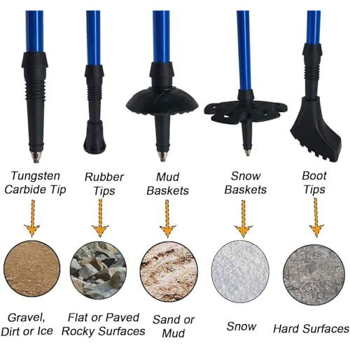 RudraLand Hiking Trekking Poles, Collapsible,Lightweight, Anti Shock, Hiking or Walking Sticks,Adjustable Hiking Pole for Men and Women, All Terrain Accessories and Carry Bag (2)