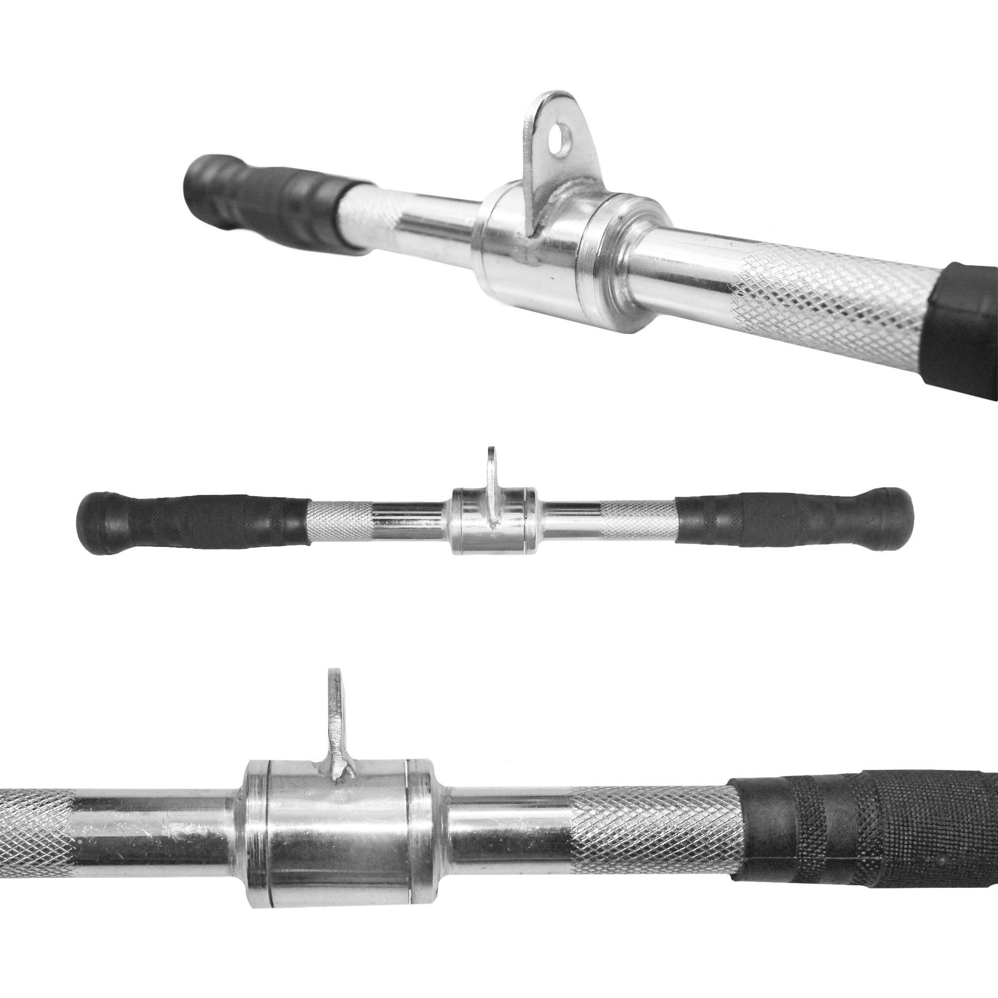 Chillax Gym Cable Attachment, Imported Chrome Straight Rotating Bar, LAT Pull Down Bar, Seated Row Bar, Triceps Rope, Rotating Tricep Press Down Bar with Rubberized Handgrips