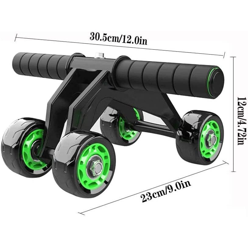 PRO365 Home Gym 4 Wheel Pro Advance Wheel Roller Abdominal Fitness Trainer And Stomach Exercise Machine Equipment Workout For Men & Women, Black