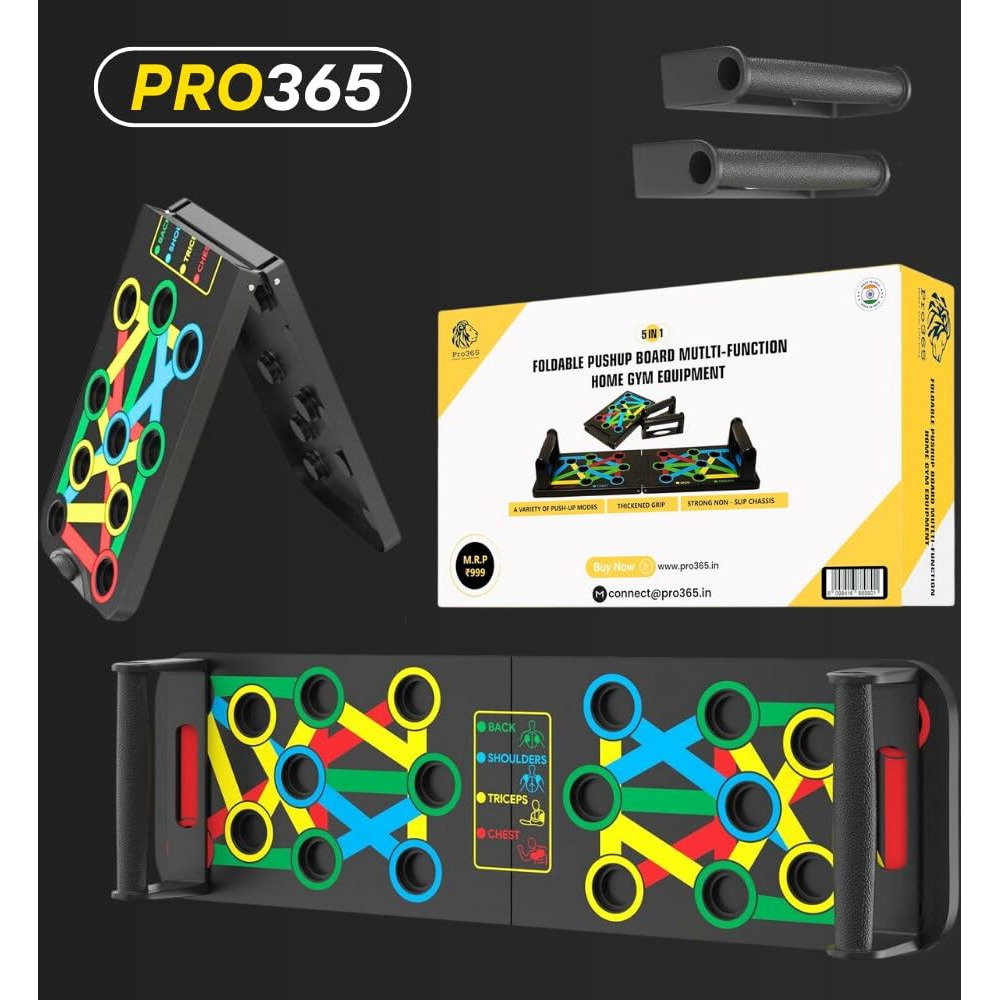 PRO365 Tummy Trimmer Exerciser With Pushup Board Combo/Flat Pedal For Extra Support/Sit Up Equipment/Sport Fitness/Leg Exerciser/Home Gym Equipment (6 Month Warranty, Double Spring), Multi-Coloured