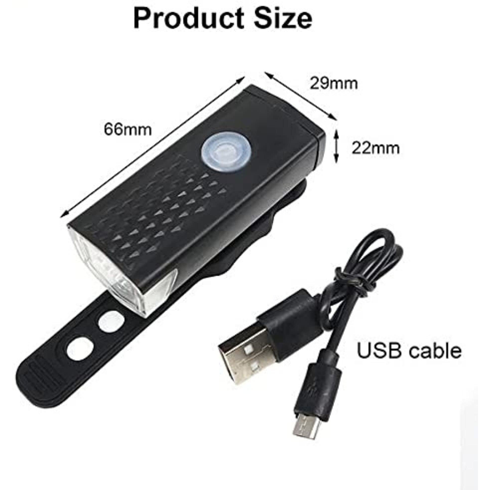FABSPORTS Aluminum USB Rechargeable LED Bike/Bicycle Light Set, High Bright Front Light and Back Light, 3 Light Modes, Portable, Waterproof Headlamp (Black)