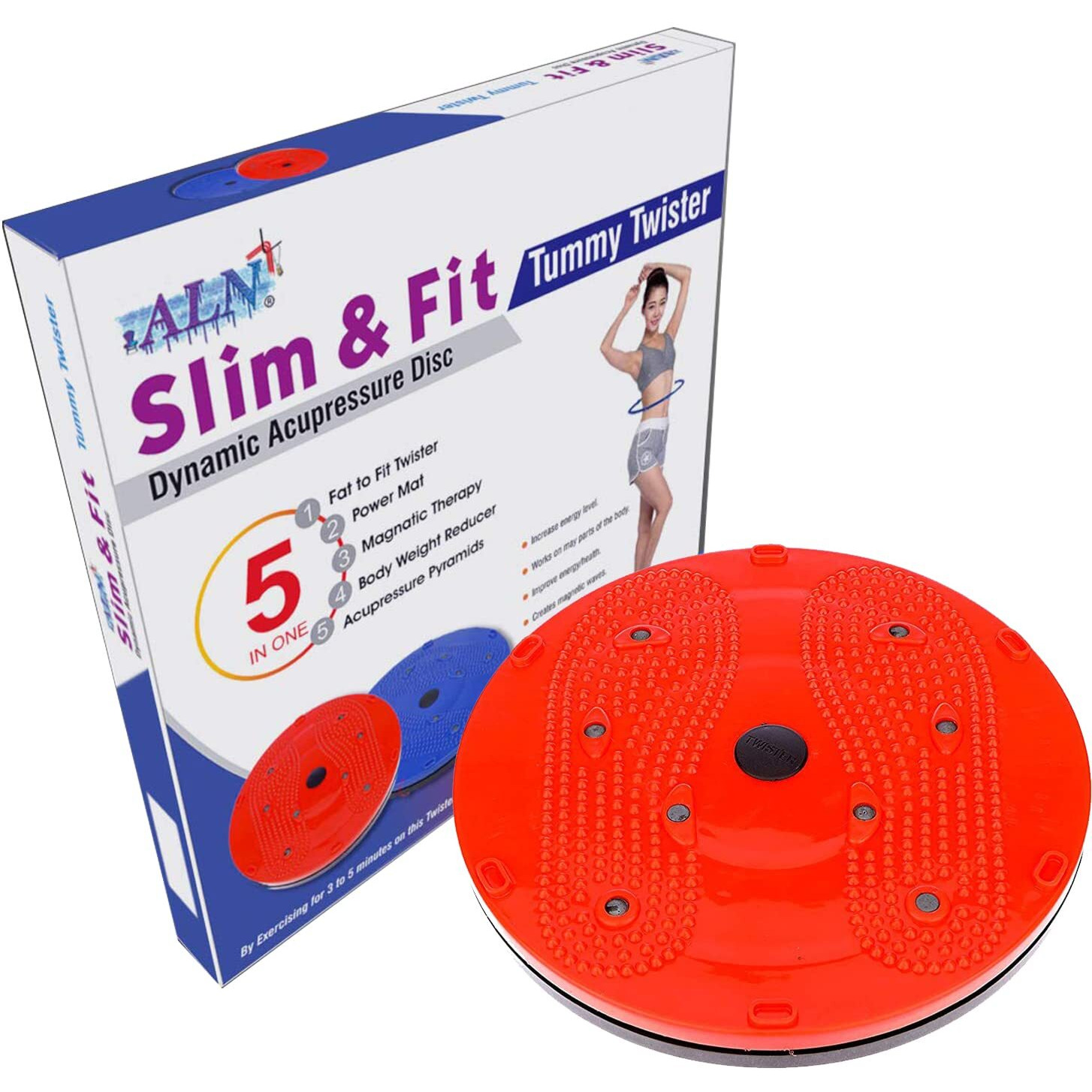 ALN Tummy Twister Abdominal ABS Exerciser Accupressure Pyramids and Magnetic therapy Body Toner Fat Buster Oblique Workout Perfect Useful for Body Tone-up Exerciser Home Gym Equipment for Men and Women