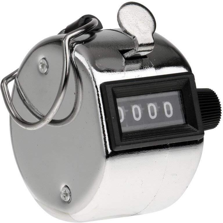 Lista 014 4 Digits Hand Held Tally Counter Numbers Clicker (Silver)