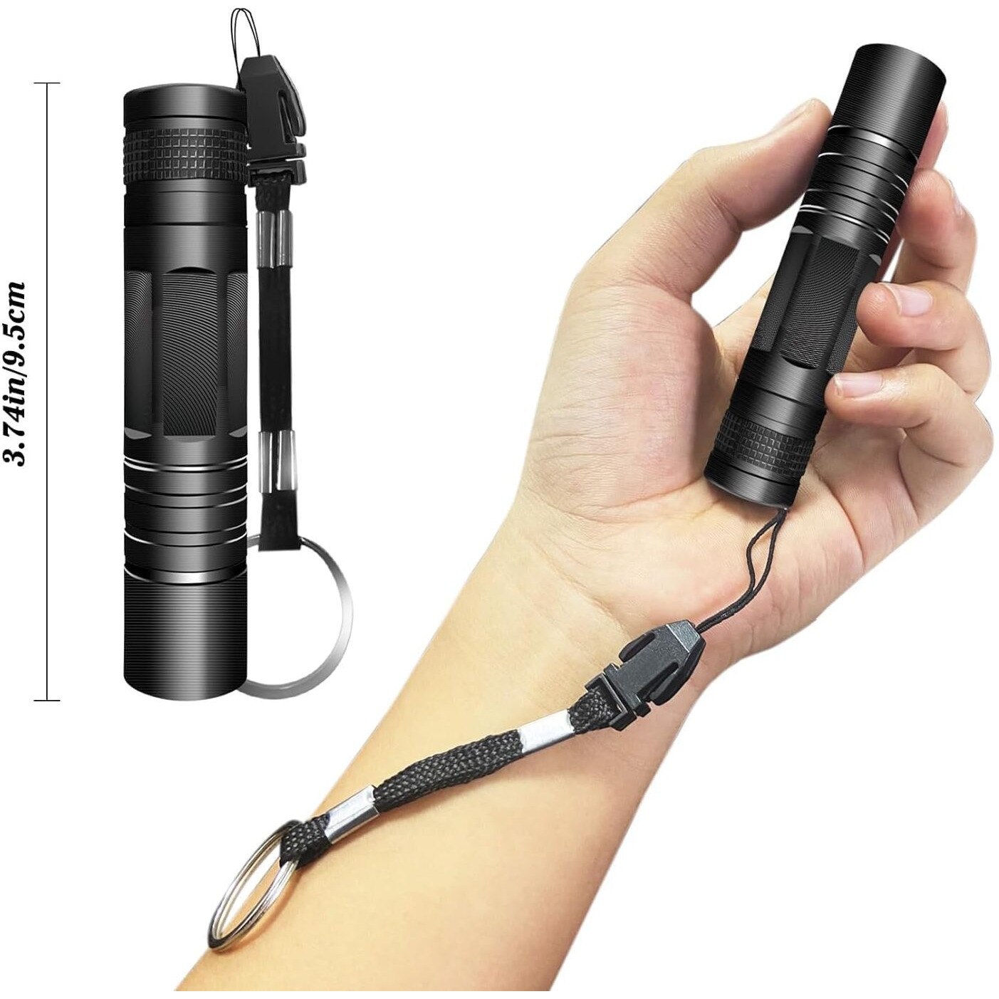 Magicwand Aluminum All Aluminium Body Water & Shock Proof Led Mini Pocket Outdoor Torch (Black)