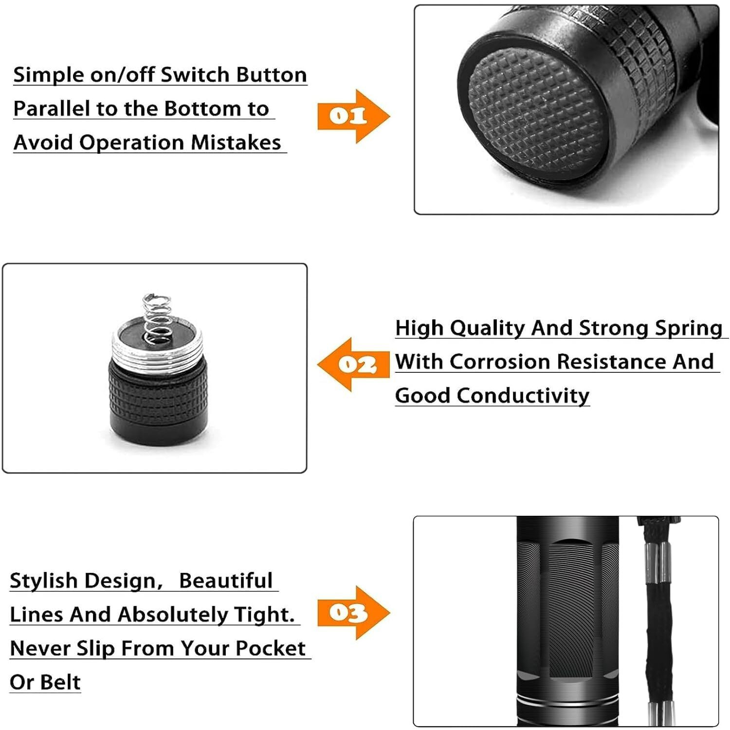 Magicwand Aluminum All Aluminium Body Water & Shock Proof Led Mini Pocket Outdoor Torch (Black)