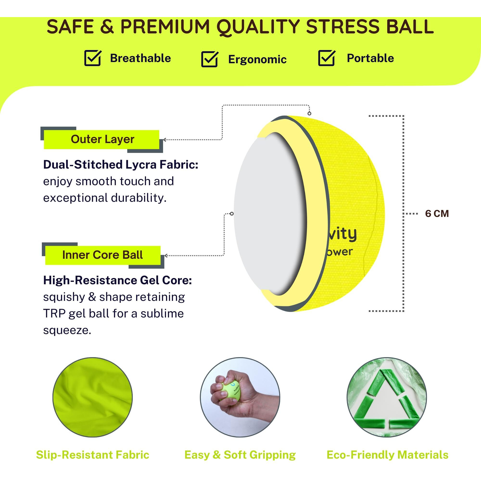 Unwynnd Stress Balls For Adults - Hand Exercise Ball For Stress Relief, Carpal Tunnel, & Arthritis For Hand Grip Strengthening - Anxiety Relief Physio Ball Fidget - Soft (1 PCS) (Yellow)