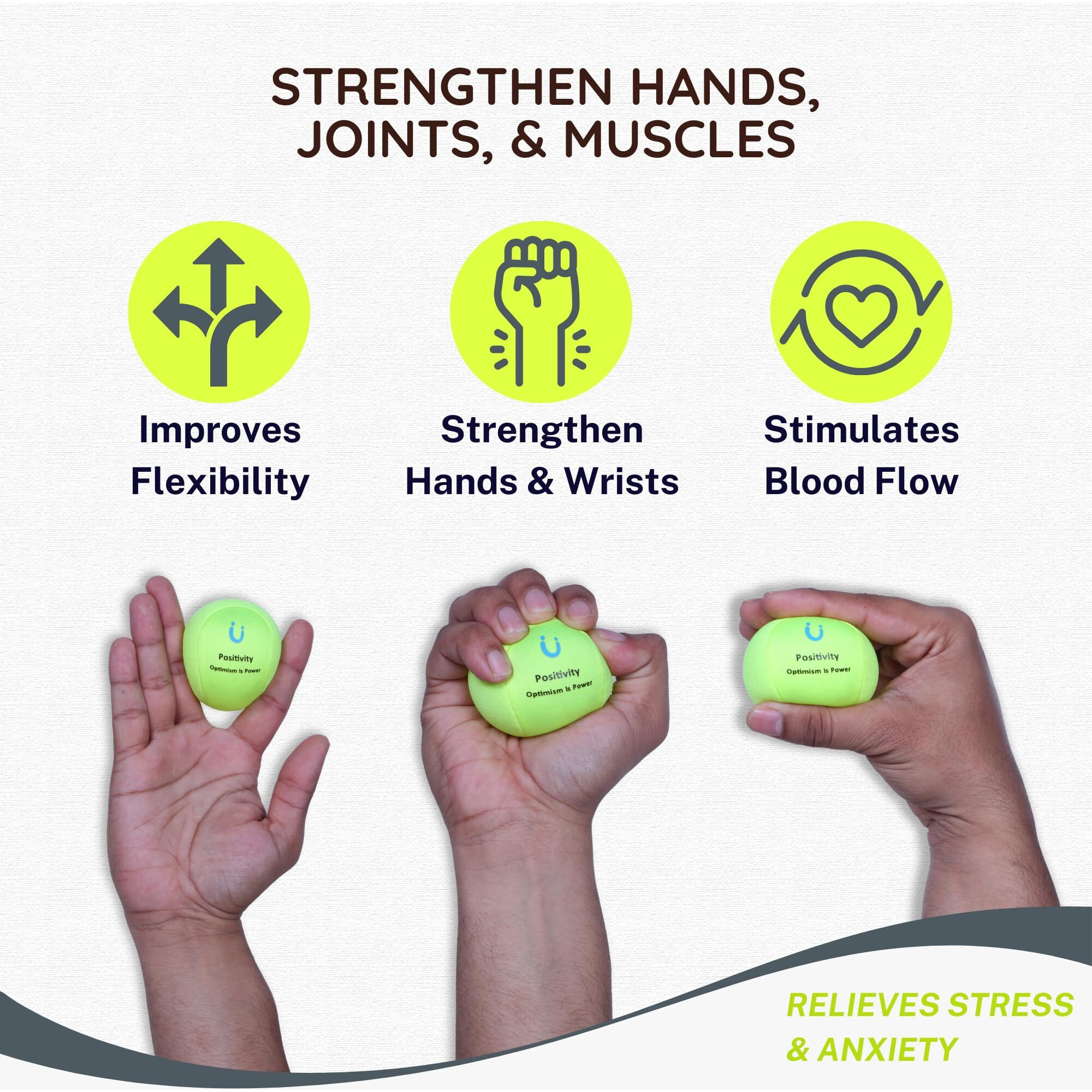 Unwynnd Stress Balls For Adults - Hand Exercise Ball For Stress Relief, Carpal Tunnel, & Arthritis For Hand Grip Strengthening - Anxiety Relief Physio Ball Fidget - Soft (1 PCS) (Yellow)