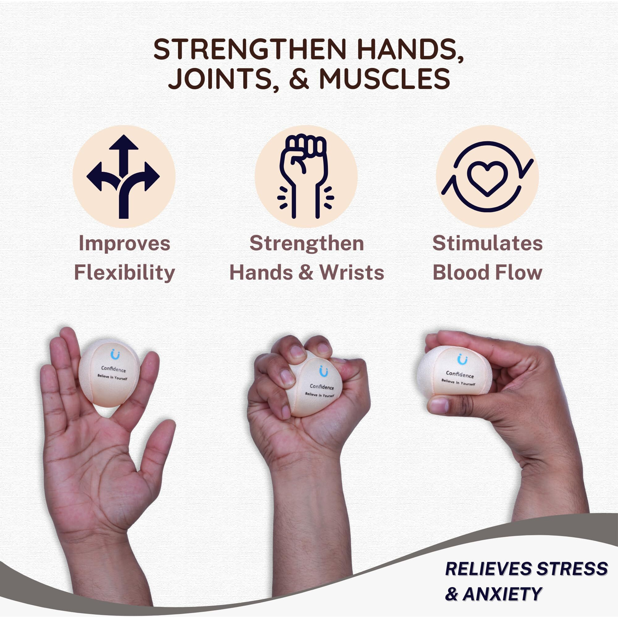 Unwynnd Stress Balls For Adults - Hand Exercise Ball For Stress Relief, Carpal Tunnel, & Arthritis For Hand Grip Strengthening - Anxiety Relief Physio Ball Fidget - Medium (1 PCS) (Peach)