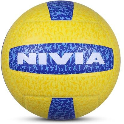 Nivia G-2020 Volleyball/Laminated volleyball/18 Panel Volleyball/for Indoor/Outdoor Matches/Match Ball/for Men and Women/Volleyball Size - 4 (Yellow/Blue)