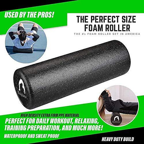 Bodylastics 30cms (30cms Length x 14cms Width) Hard Foam Roller for Deep Tissue Massage, Pain Relief from Sore Muscles, Pre & Post Exercise Fitness Workout Sessions