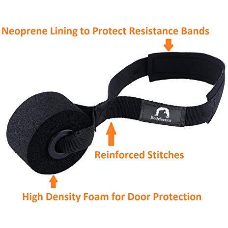 Bodylastics Door Anchor for Resistance Band Exercise with Neoprene Lining, Large High Density Foam Wheel for Door Protection