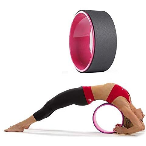 Bodylastics Yoga Wheel for Women and Men Fitness 13 Strong, Sweat Resistant & Eco-Friendly (Rose Red/Black)