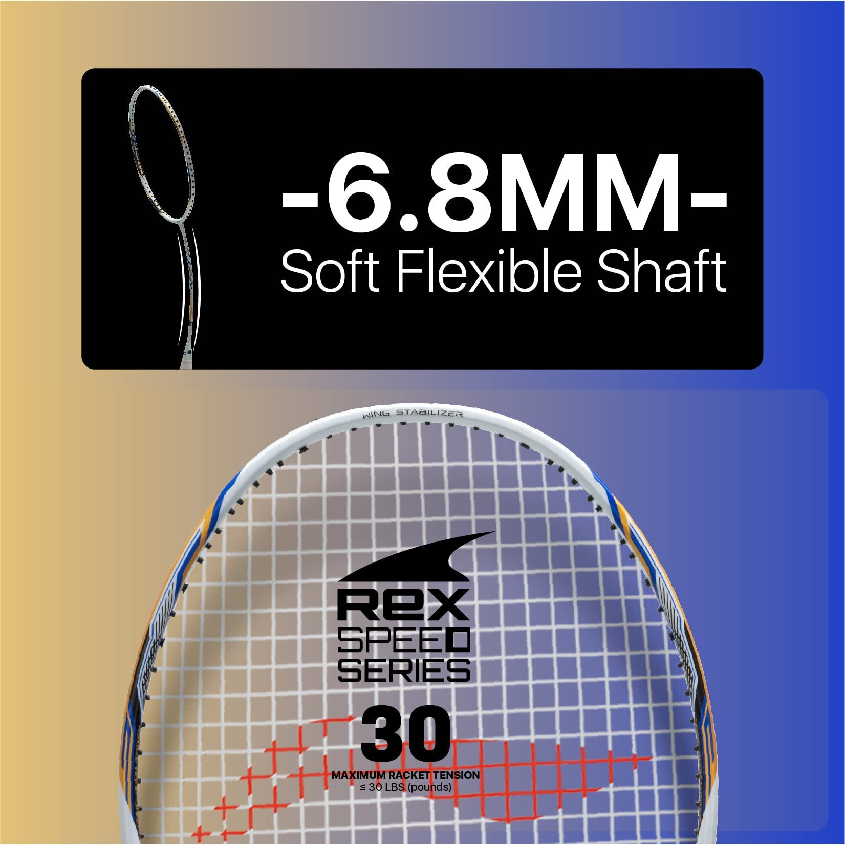 Li-Ning Tectonic 3R Strung Carbon Fibre Badminton Racket (White/Gold/Blue) with Free Full Cover