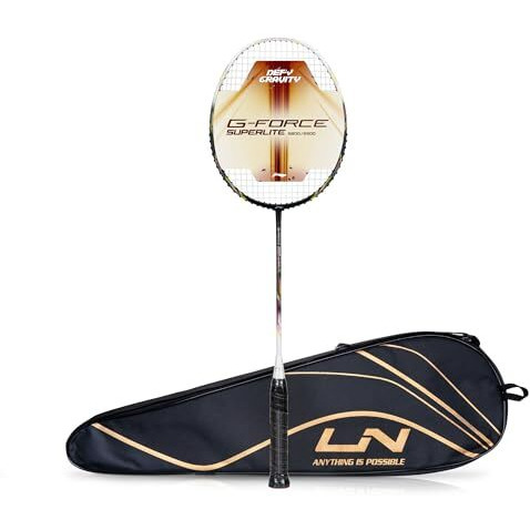Li-Ning G-Force 5800 Superlite Strung Badminton Racquet with Free Head Cover| 78 grams (Charcoal/Olive/White/Lime)