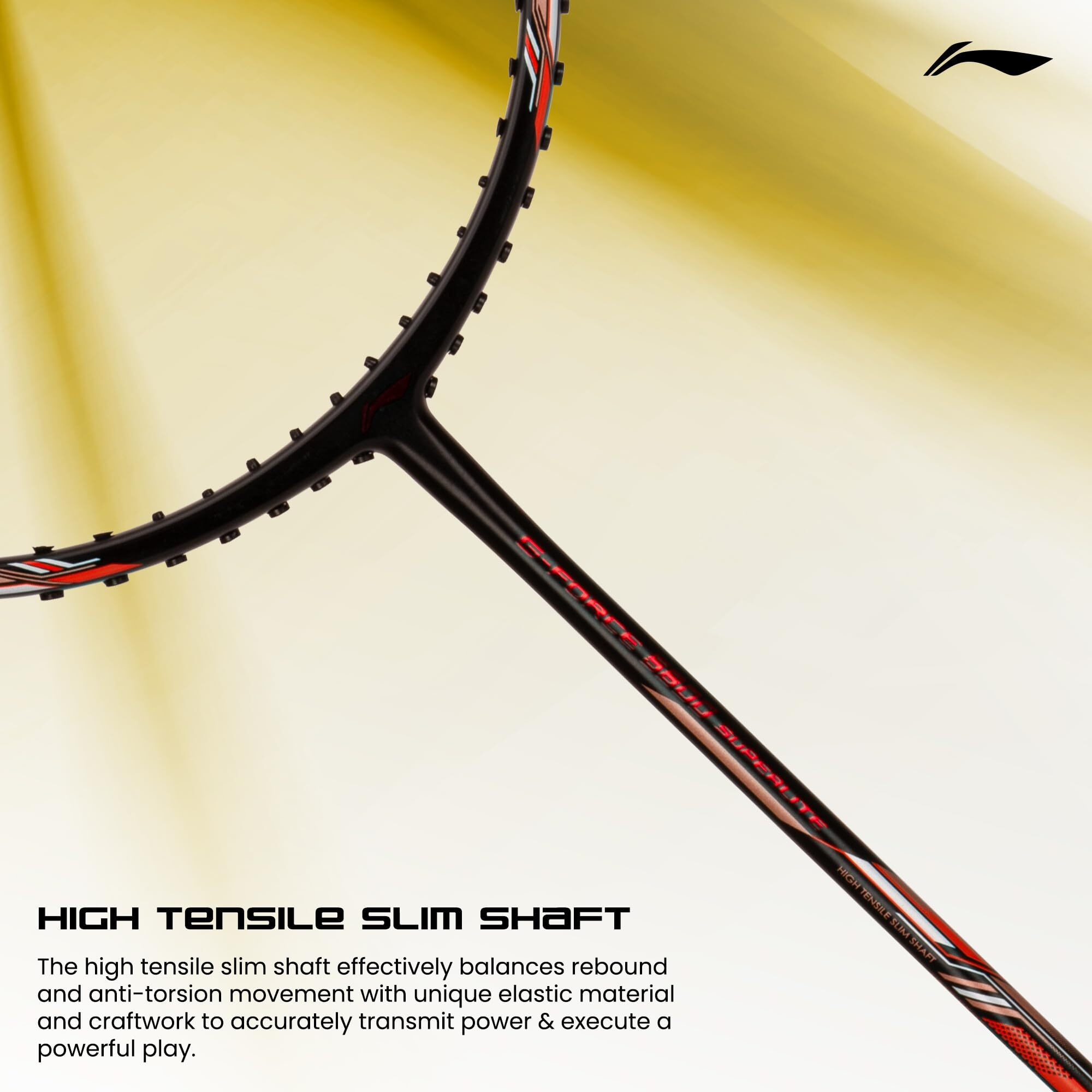 Li-Ning G-Force 5800 Superlite Strung Badminton Racquet with Free Head Cover| 78 grams (Black/Yellow/Red)