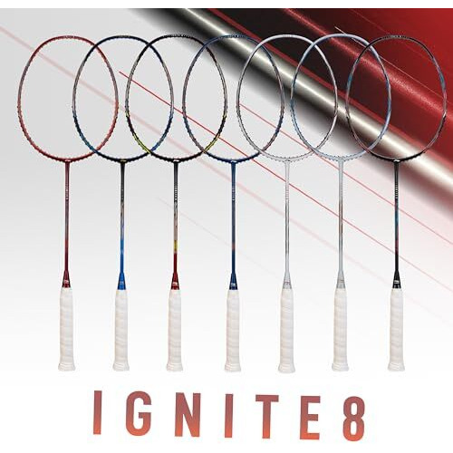 Li-Ning Ignite Series Carbon Fibre Superlite Speed Racket wuth Full Cover (Cool Gray/Bull Red)