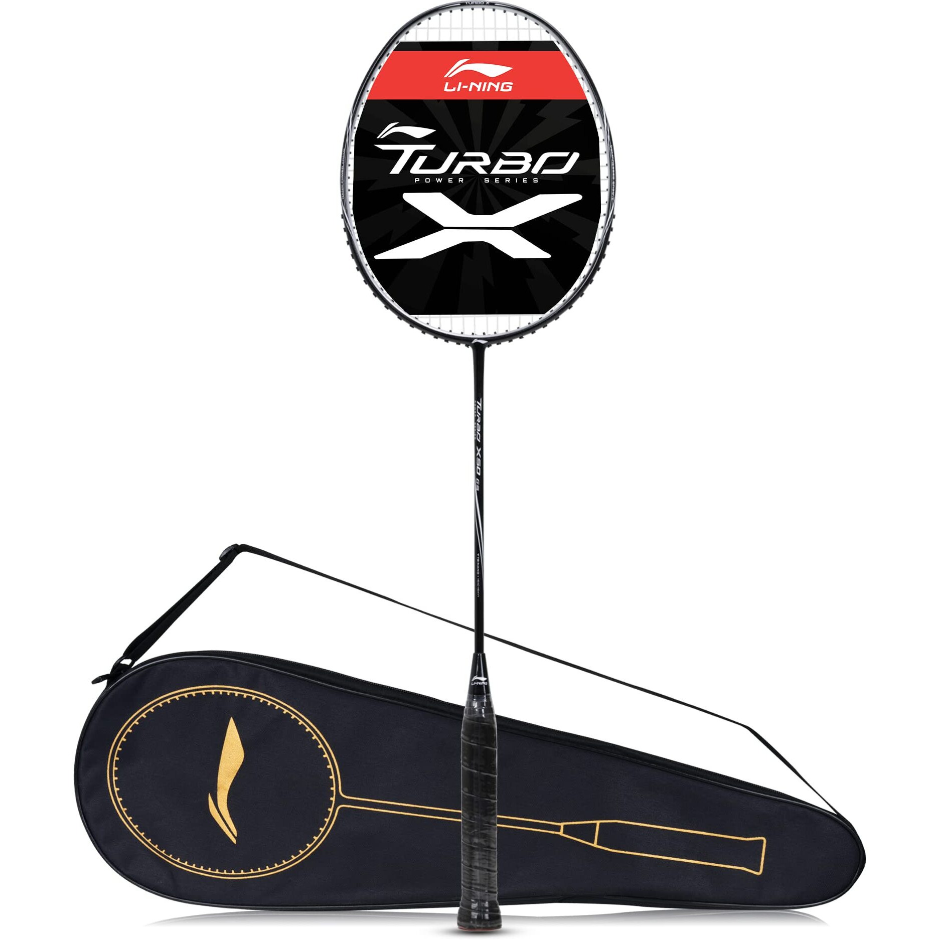 Li-Ning Turbo X 50 G5 Strung Badminton Racket (Black/White, 87 Grams), Carbon Fibre