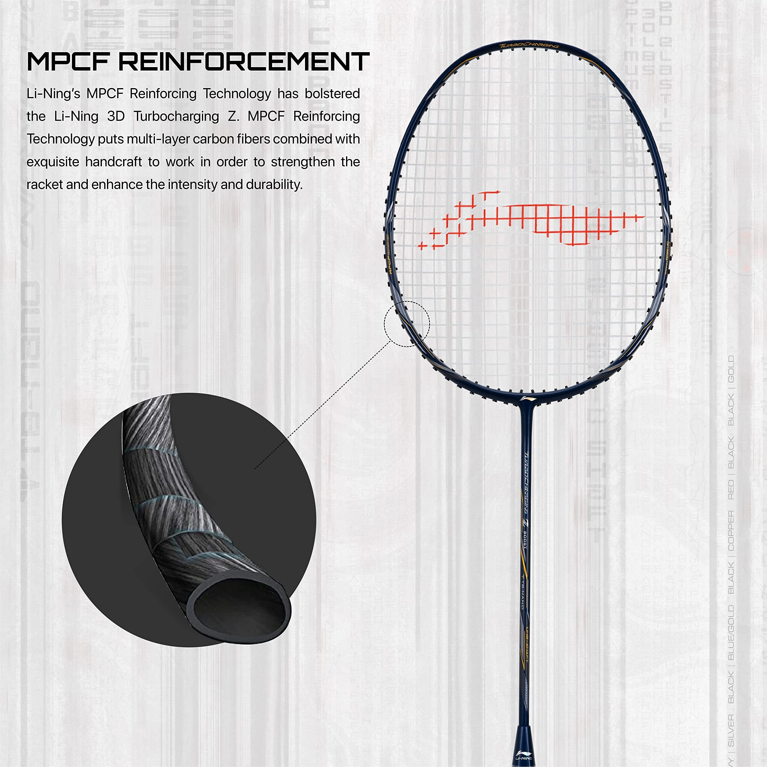 Li-Ning Turbo Charging Z Boost Carbon Fibre Strung(Navy/Silver) Badminton Racket With Free Full Cover