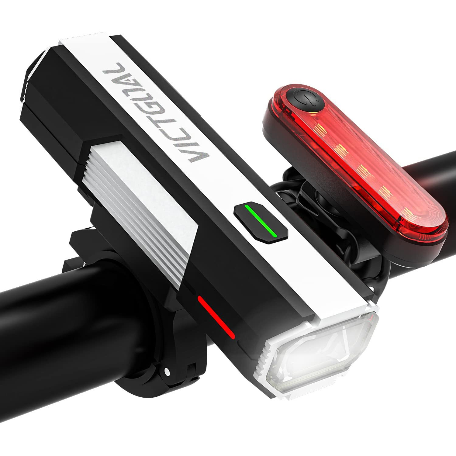 VICTGOAL Cycle Lights USB Rechargeable Bicycle Headlight and Tail Light Set, Powerful LED High Brightness with 6 Modes Waterproof Bicycle Lights Front and Back for Night Cycling (400 Lumen)