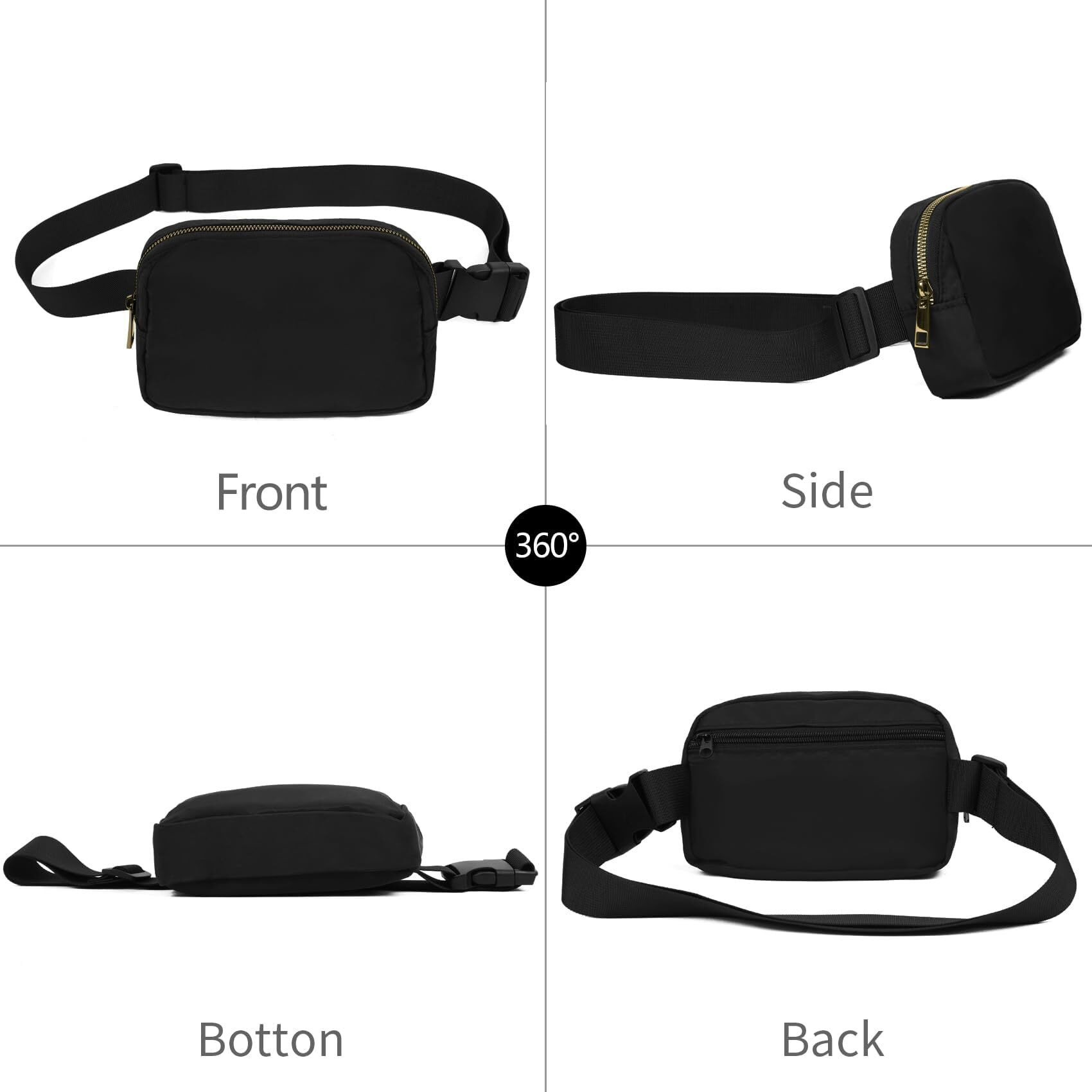 NEOUTH Waist Belt Bag Fashion Fanny Women Waist Pack with Adjustable Strap for Travel Running Hiking Walking Christmas Gift Black
