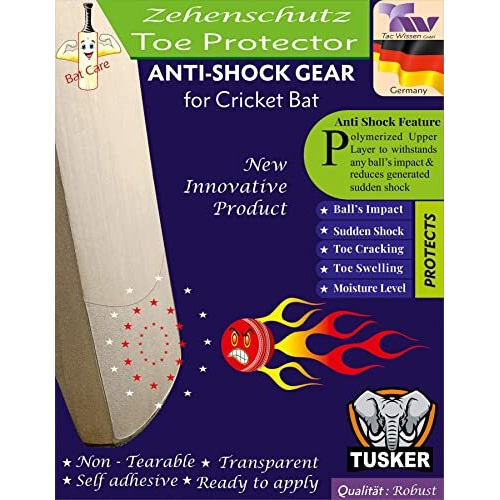 Tusker Cricket Bat Toe Protector, Self Adhesive Sheet, Transparent