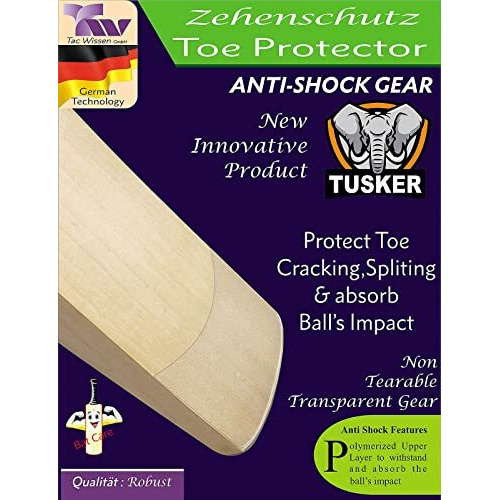 Tusker Cricket Bat Toe Protector, Self Adhesive Sheet, Transparent