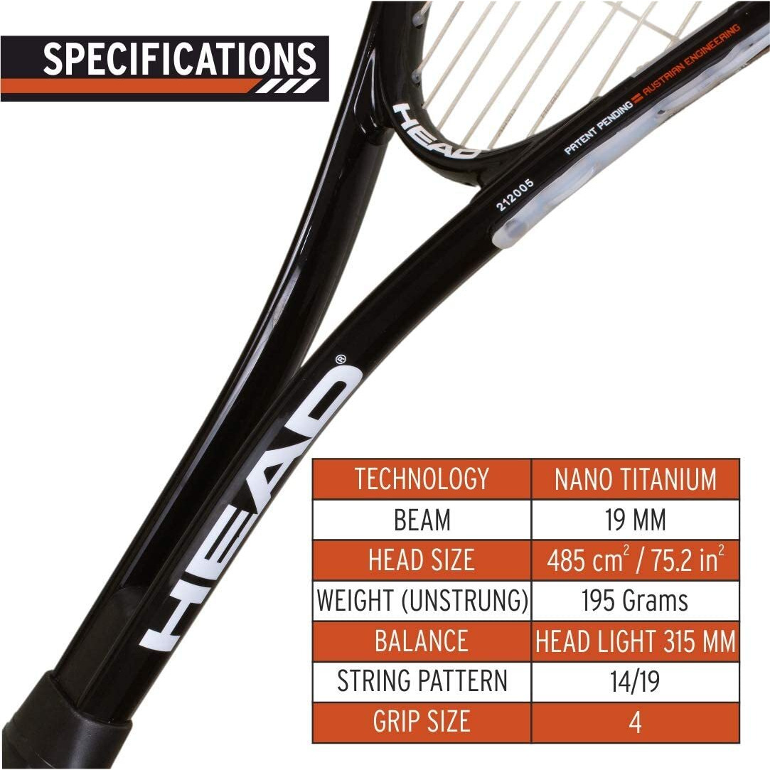 HEAD Aluminum Nano Titanium Spector Squash Racquet, (White)