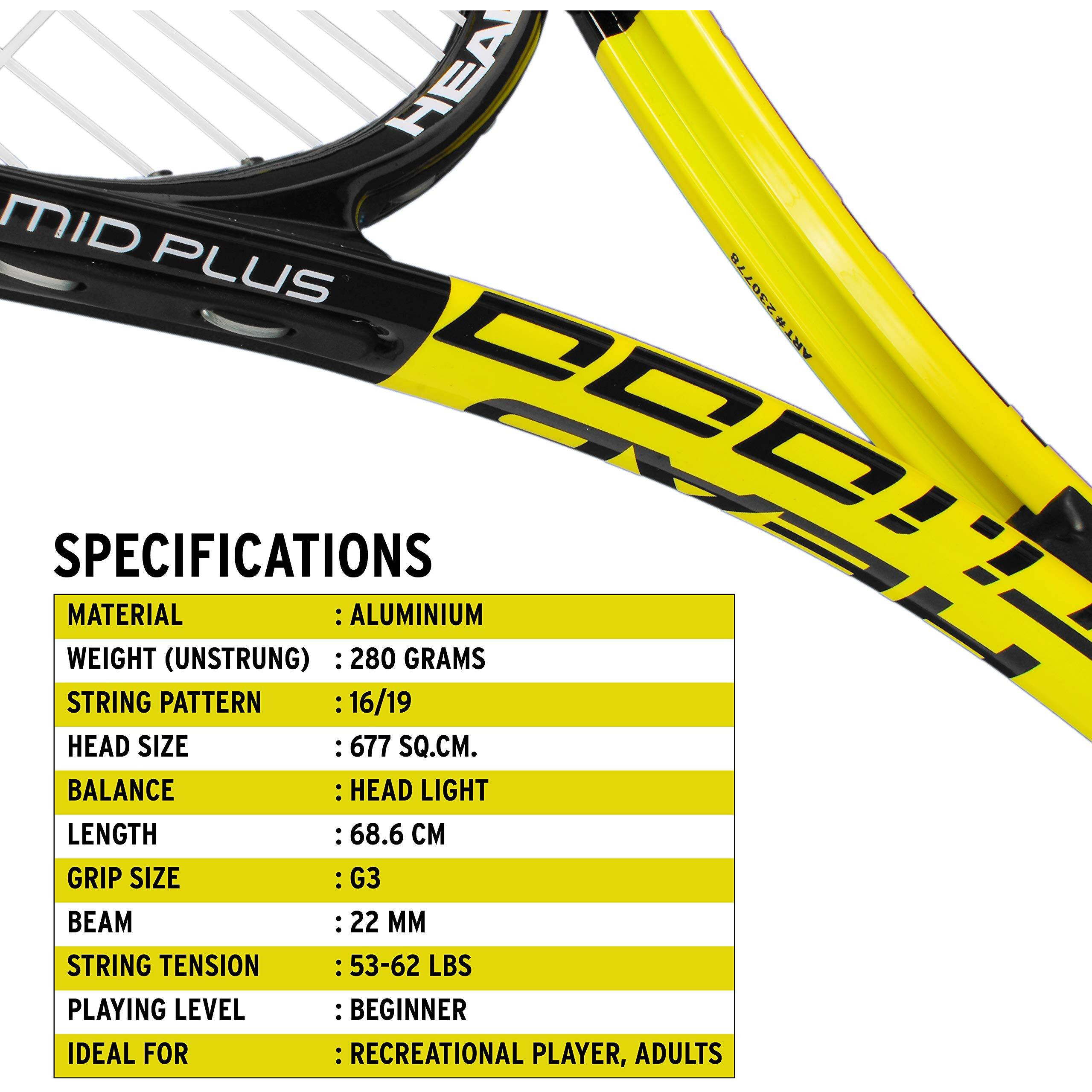 HEAD Titanium 1000 Aluminium Tennis Racquet, Colour - Black/Yellow (Strung)