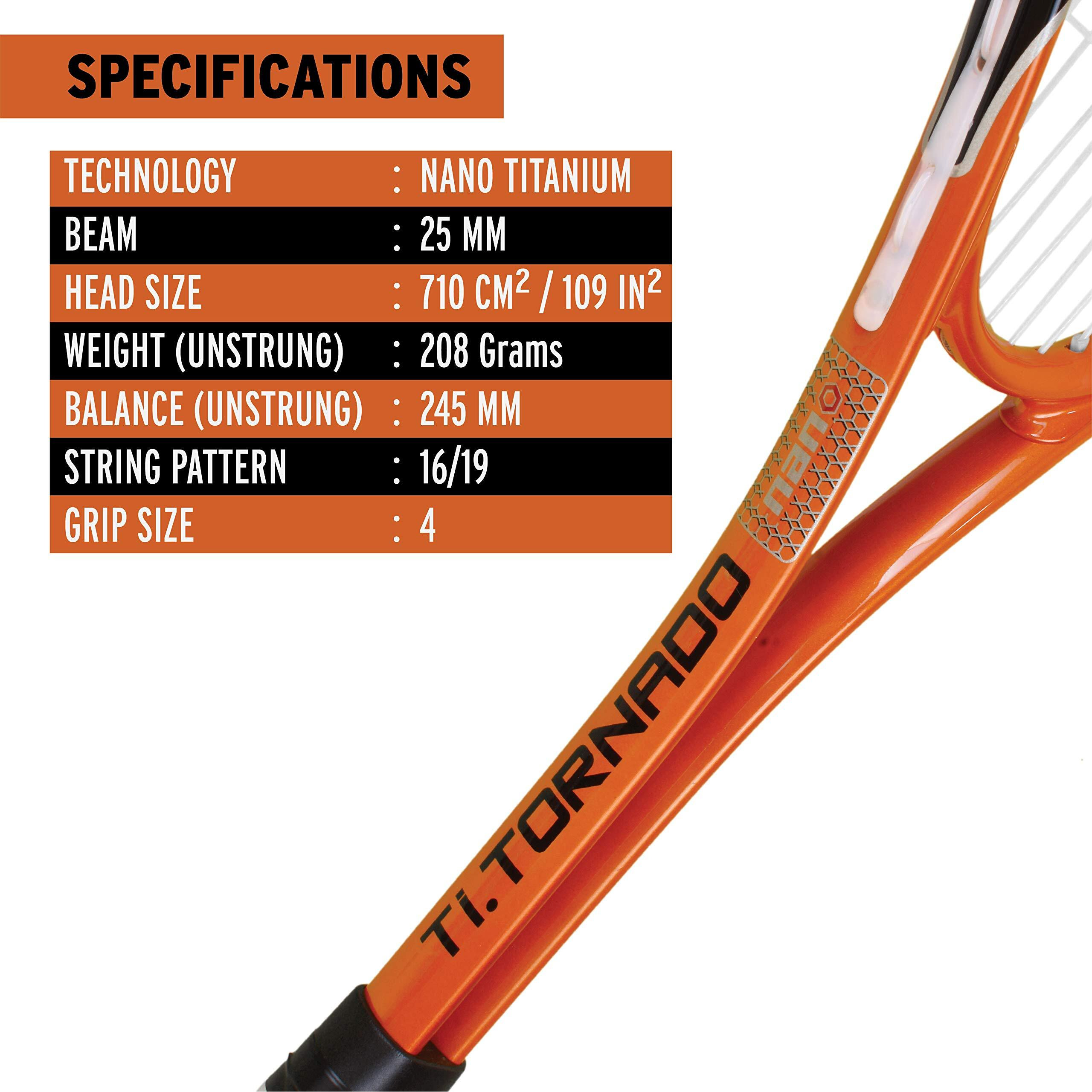 HEAD Nano Ti. Torando Squash Racquet, Colour - Orange/Black (Strung)