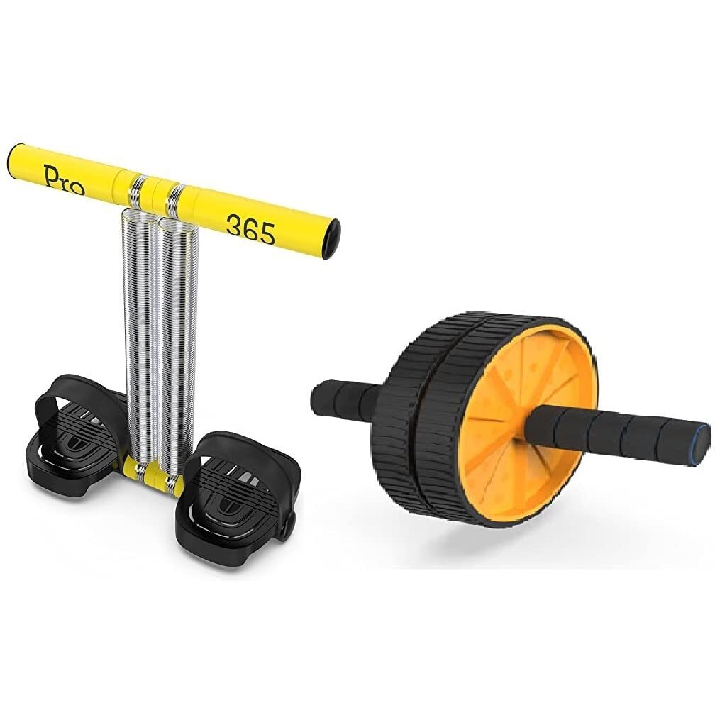 PRO365 Ab Roller Combo Pack With Tummy Trimmer/Home Gym Abdominal Exercise Equipment, Multicolor