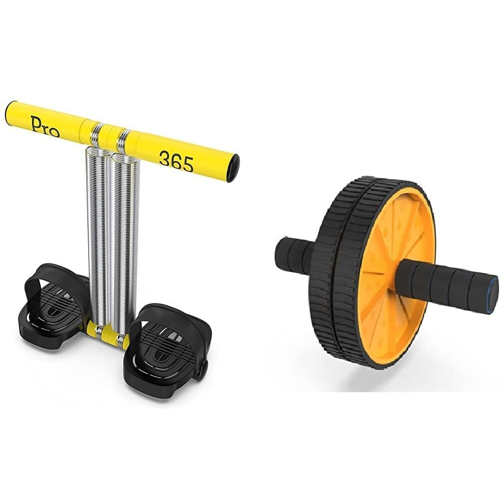 PRO365 Ab Roller Combo Pack With Tummy Trimmer/Home Gym Abdominal Exercise Equipment, Multicolor
