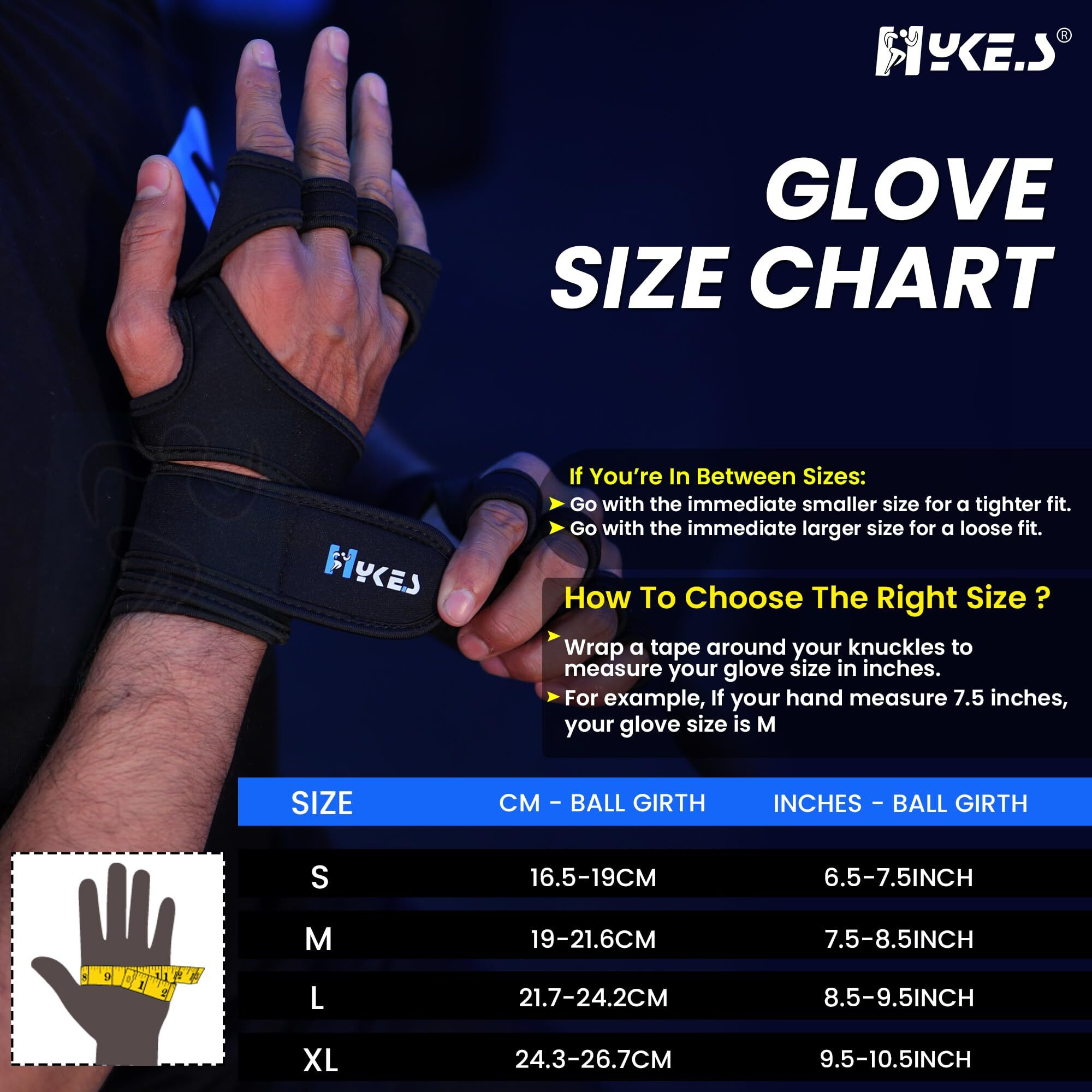 Hykes Gloves - Weight Lifting Hand Grips with Wrist Wrap Support Guard - Pull Up Bar, Gym Workout, Hand Grips, Powerlifting - Men and Women (Extra Large, Neoprene, Black)