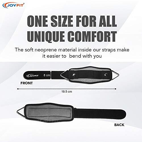 Joyfit Padded Ankle Straps- for Cable Machine, Kickbacks, Glute Workouts, Leg Extensions, Curls & Hip Abductors with Padded Neoprene Support, Ideal for Men & Women [Pair] (Grey)