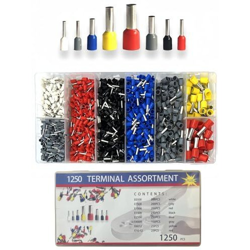 Xfopz 1250pcs Electrical/Electronic Wire Ferrules Kit AWG23-7 Wire Ferrules Connectors Wire Terminals Assortment Insulated Ferrules Set
