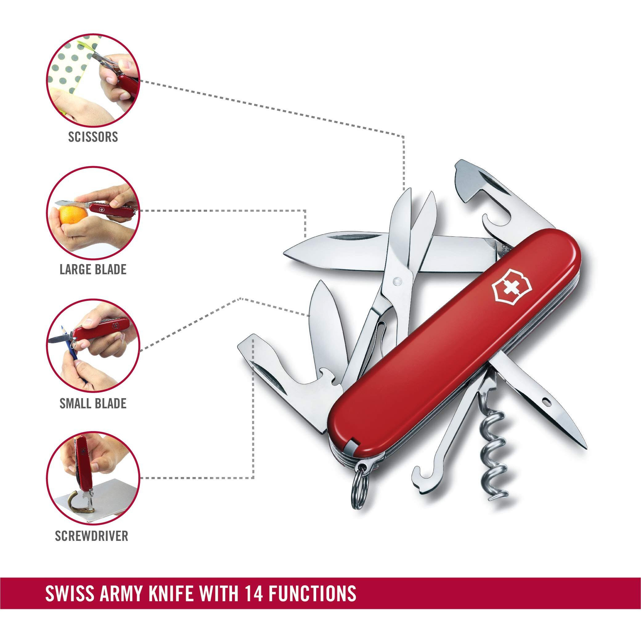 Victorinox Swiss Army Knife - Climber - 14 Functions, Multi-utility Tool - Red, 91 mm - 1.3703