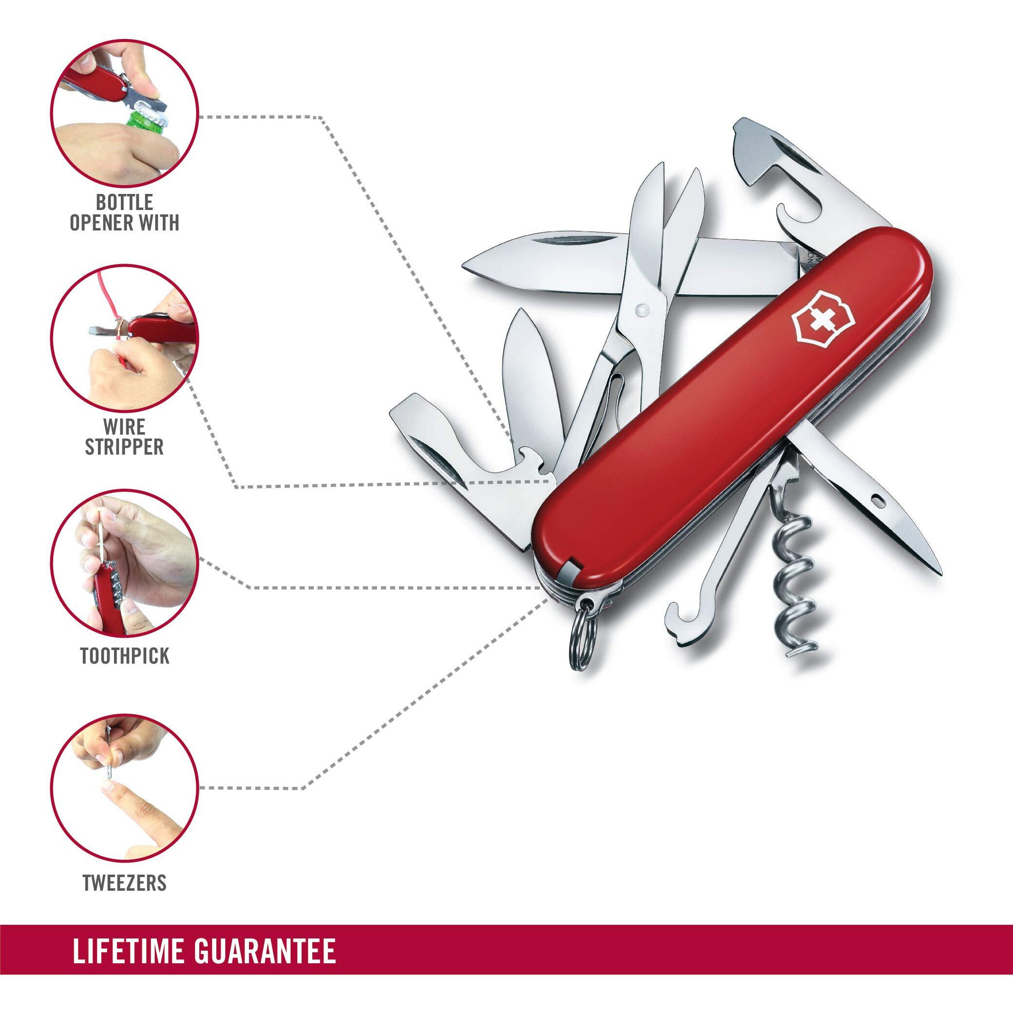 Victorinox Swiss Army Knife - Climber - 14 Functions, Multi-utility Tool - Red, 91 mm - 1.3703
